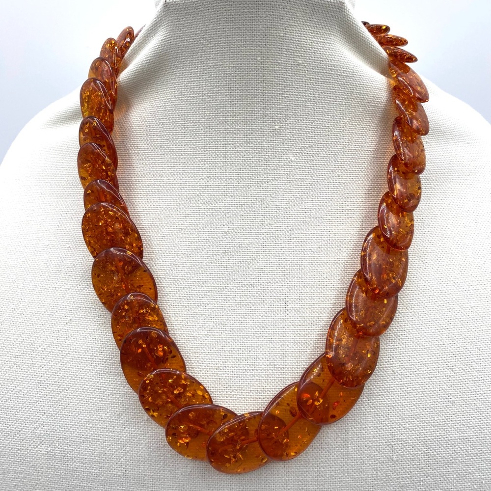 Vintage Faux Amber Chunky Statement Necklace